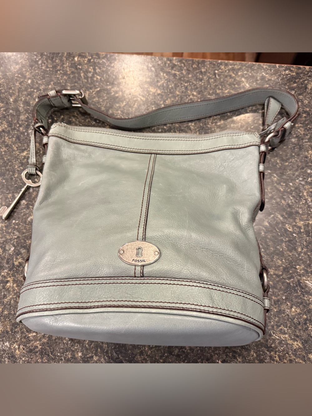 Fossil Women's Leather Maddox Bucket Bag in Blue